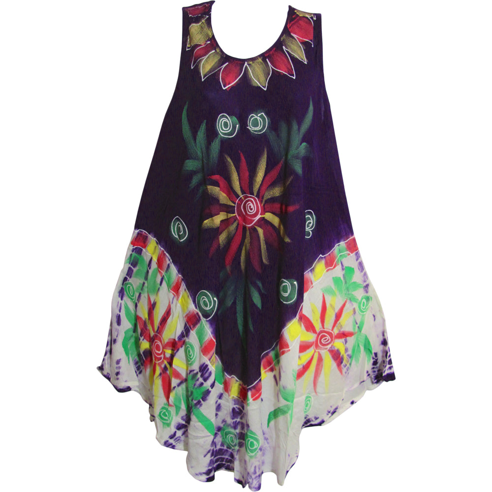 Bohemian Lightweight Soft Tie-Dye Floral Sleeveless Long Sun Dress JK - Ambali Fashion Dresses 