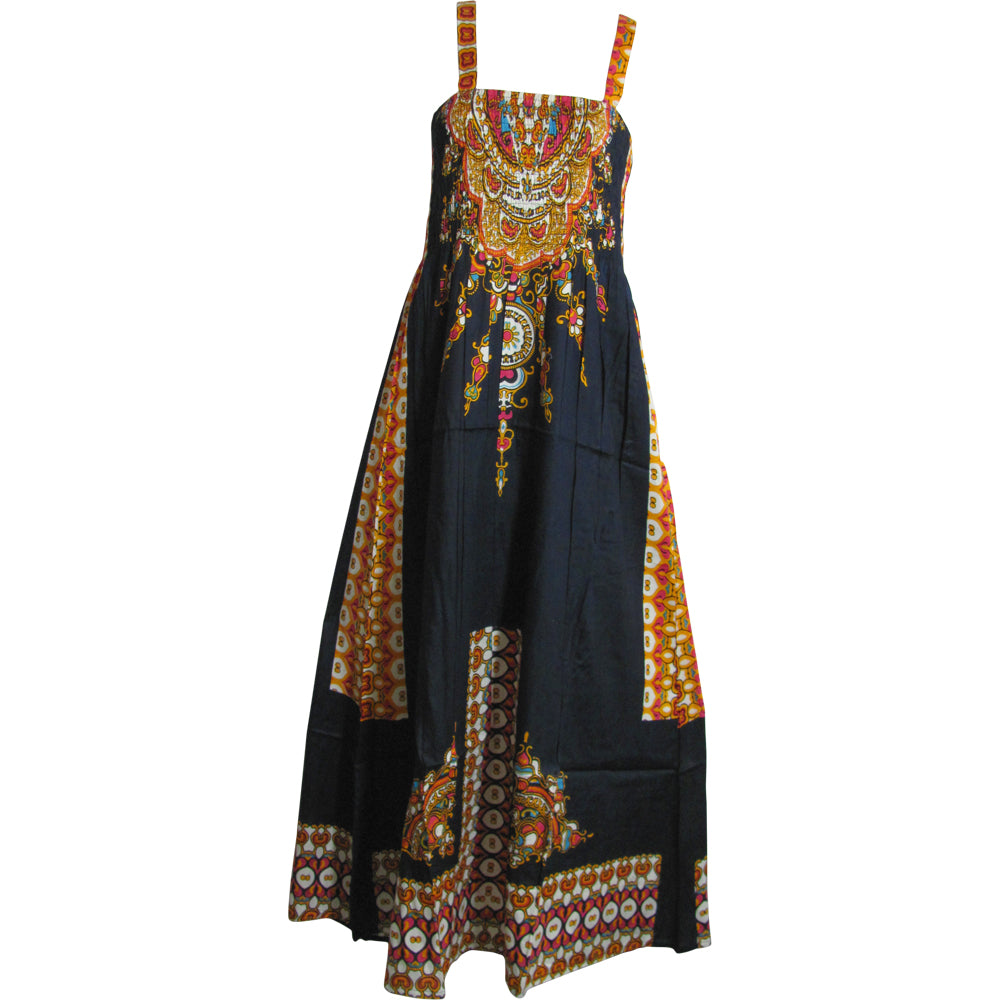 Missy Ethnic Print Smocked Waist Sleeveless A-Line Long Maxi Dress Maya - Ambali Fashion Dresses beach, bohemian, casual, eastern, ethnic, gypsy, hippie, maternity, traditional, trendy, vinta