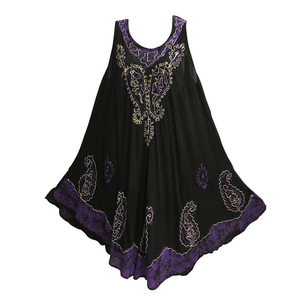 Bohemian Embroidered Batik Sleeveless Caftan Long Sun Dress Meena - Ambali Fashion Dresses beachwear, bohemian, boho, cotton, dress, ethnic, fashion, gift, india, trendy
