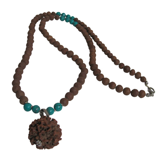 Handmade Bodhi Seed & Rare 6 Mukhi Rudraksha Mala Long Bead Necklace #2 - Ambali Fashion Necklaces 