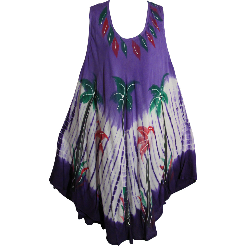 Missy Plus Bohemian Sleeveless Tie-Dye Palm Tree Long Sun Dress Priyanka - Ambali Fashion Dresses 