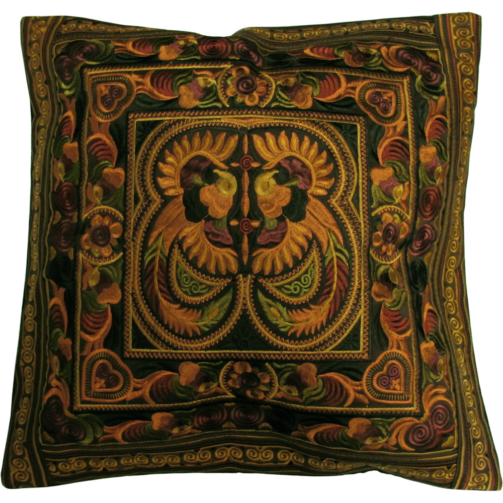 Ethnic Hmong Handcrafted Vintage Embroidered Cushion Throw Pillow Case Cover - Ambali Fashion Home Accents 