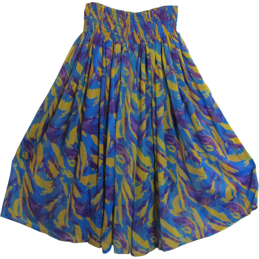 Missy Plus Smocked Waist Georgette Sari Fashion Long Chiffon Skirt Leena - Ambali Fashion Skirts 