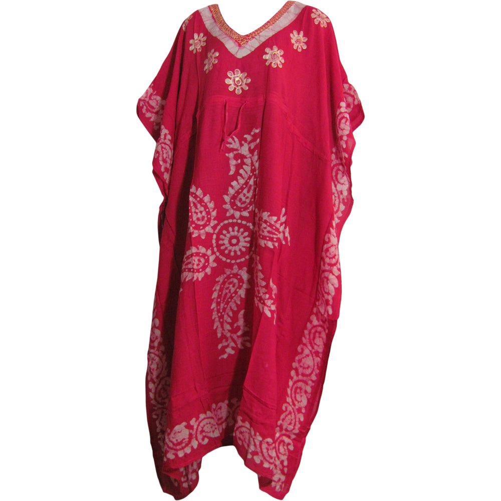 Indian Boutique Embroidered Paisley Bohemian Gypsy Long Caftan Dress - Ambali Fashion Caftans and Coverups 