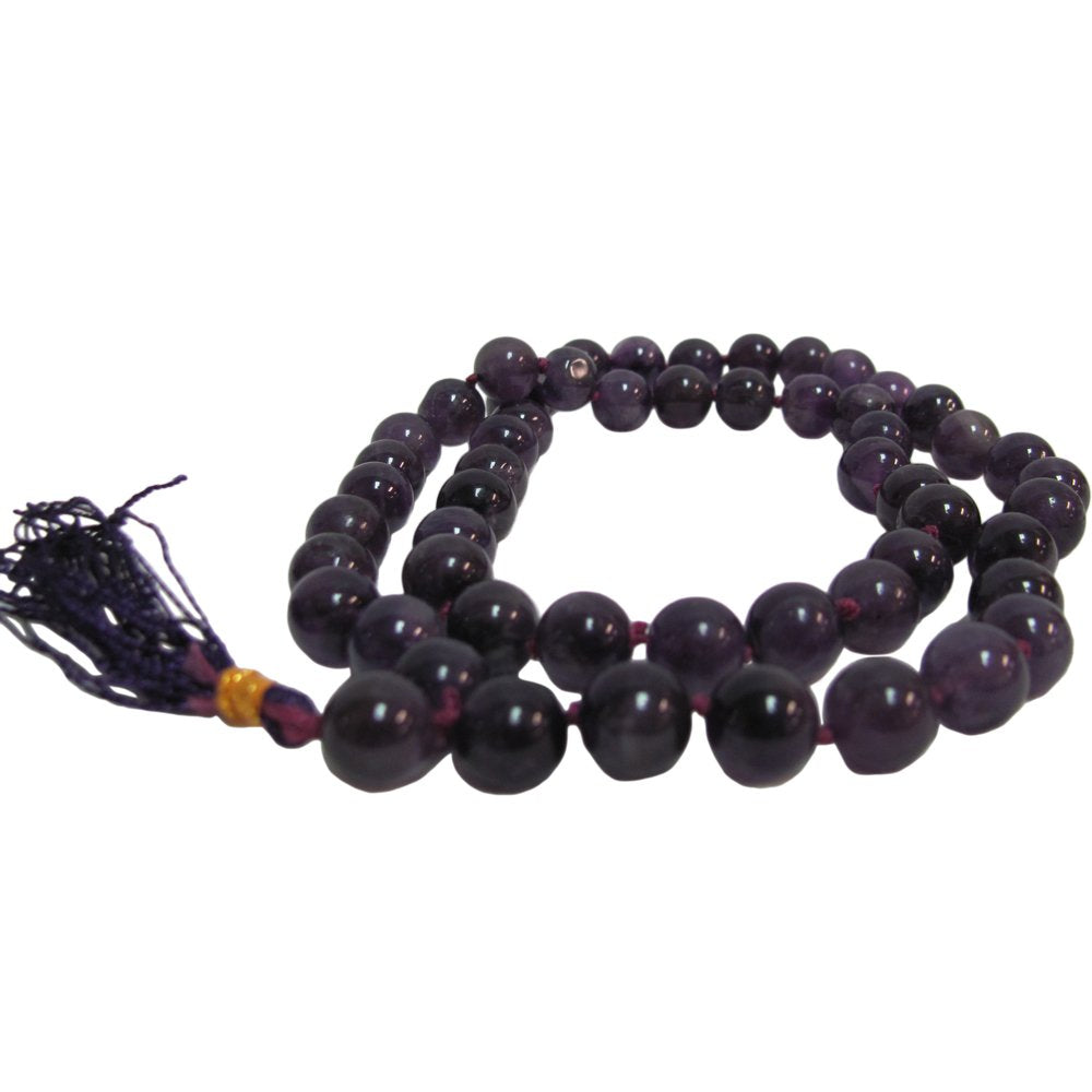 Handmade Purple Quartz Amethyst Yoga Prayer Mala 54ct Crystal Bead Necklace - Ambali Fashion Necklaces accessory, bohemian, boho, ethnic, gypsy, hippie, indian, meditation, necklace, new age,