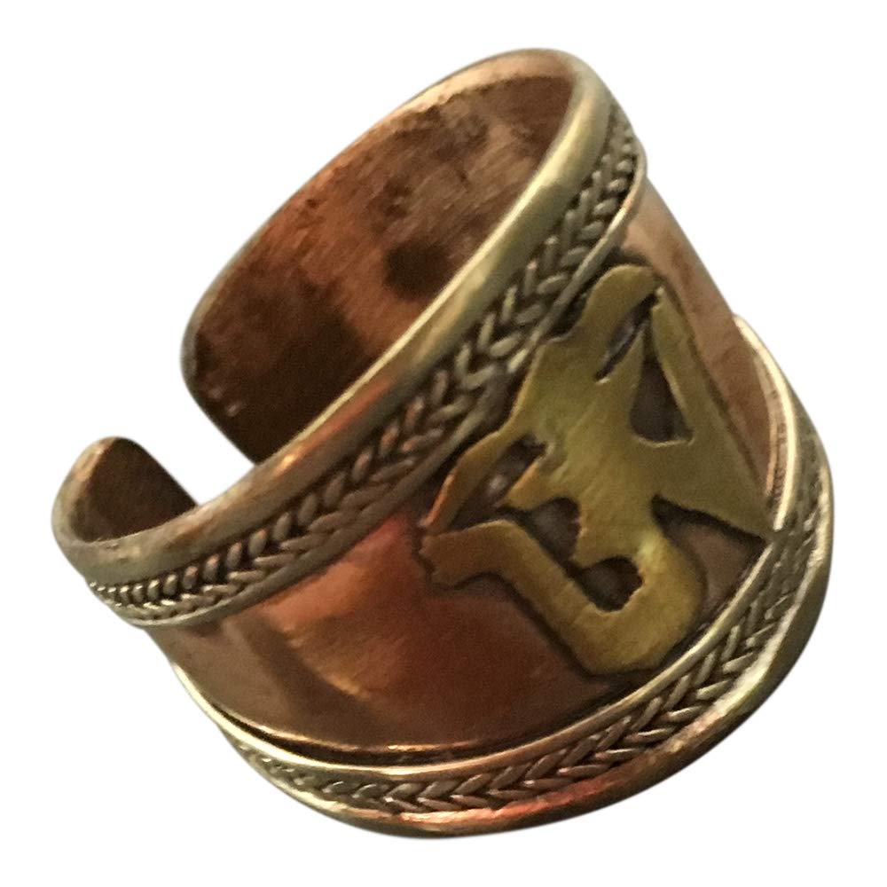 Sanskrit Tibetan Om Ohm Three Metal Balance and Healing Copper Yoga Ring - Ambali Fashion Rings accessory, antique, bohemian, boho, chakra, copper, energy, ethnic, gypsy, handmade, healing, h
