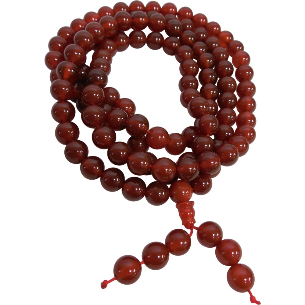 Tibetan 108ct Carnelian Mala Hindu Yoga Prayer Bead Necklace - Ambali Fashion Necklaces accessory, bohemian, boho, ethnic, gypsy, hippie, indian, meditation, necklace, new age, rosary, trendy
