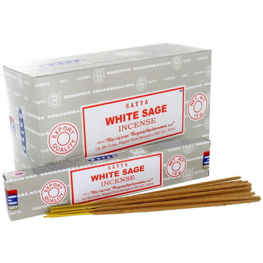 Satya Nag Champa Fragrance White Sage Incense Sticks 12-pack - Ambali Fashion Incense aroma, aromatherapy, bohemian, classic, eastern, ethnic, gypsy, hippie, incense, indian, meditation, nagc