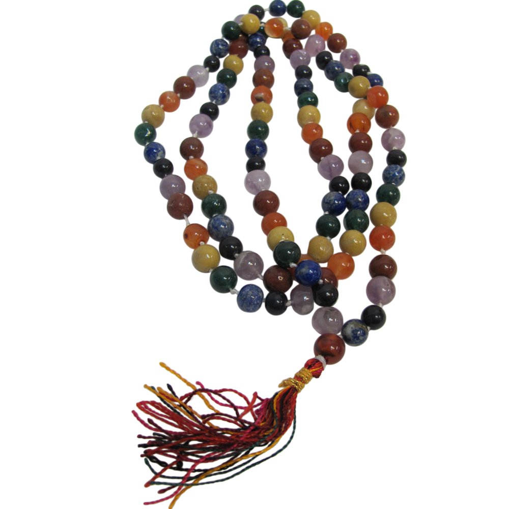 Seven Chakra Kundalini Prayer Yoga Mala Knotted Bead Necklace - Ambali Fashion Necklaces accessory, bohemian, boho, casual, eastern, ethnic, gypsy, hippie, indian, meditation, necklace, new a