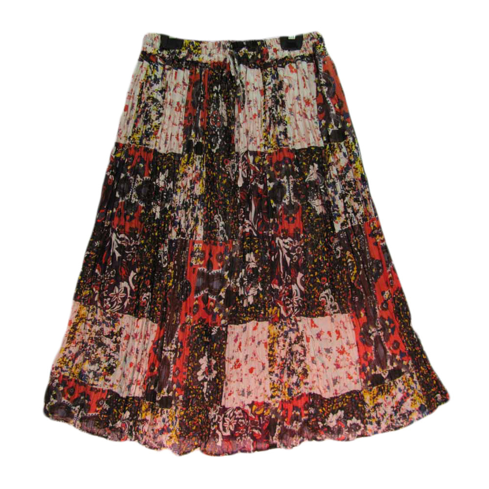 Multicolor Indian Gauze Cotton Crinkle Broomstick Long Floral Skirt #62 - Ambali Fashion Skirts 