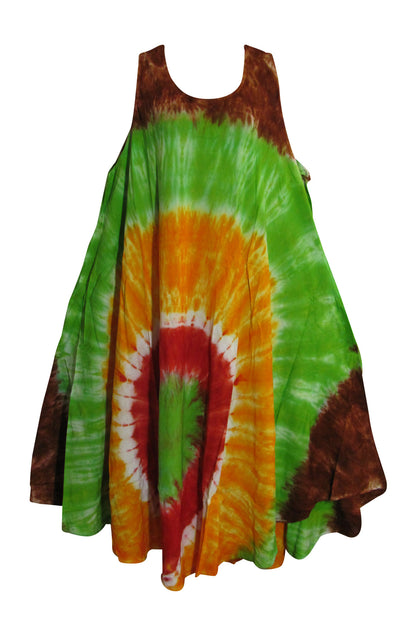 Women's Bohemian Tie-Dye Plus Sleeveless Sun Summer Beach Dress - Ambali Fashion Dresses 