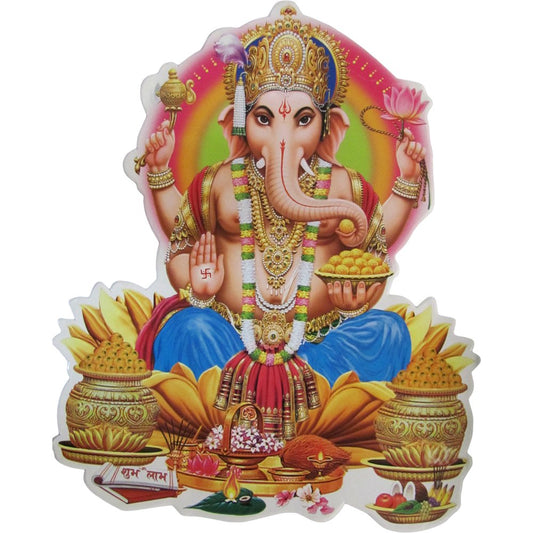 Ganesh Hindu God Removal of Obstacles Yoga Meditation Jumbo Art Decal Sticker - Ambali Fashion Stickers accessory, bohemian, decal, decoration, eastern, india, new age, retro, sixties, spirit