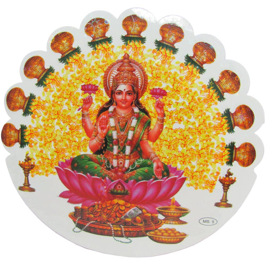 Shri Lakshmi Hindu Goddess of Wealth Yoga Meditation Art Decal Sticker (a) - Ambali Fashion Stickers accessory, bohemian, decal, decoration, eastern, india, new age, retro, sixties, spiritual