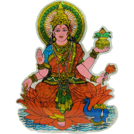 Shri Lakshmi Hindu Goddess of Wealth Yoga Meditation Art Decal Sticker (b) - Ambali Fashion Stickers accessory, bohemian, decal, decoration, eastern, india, new age, retro, sixties, spiritual