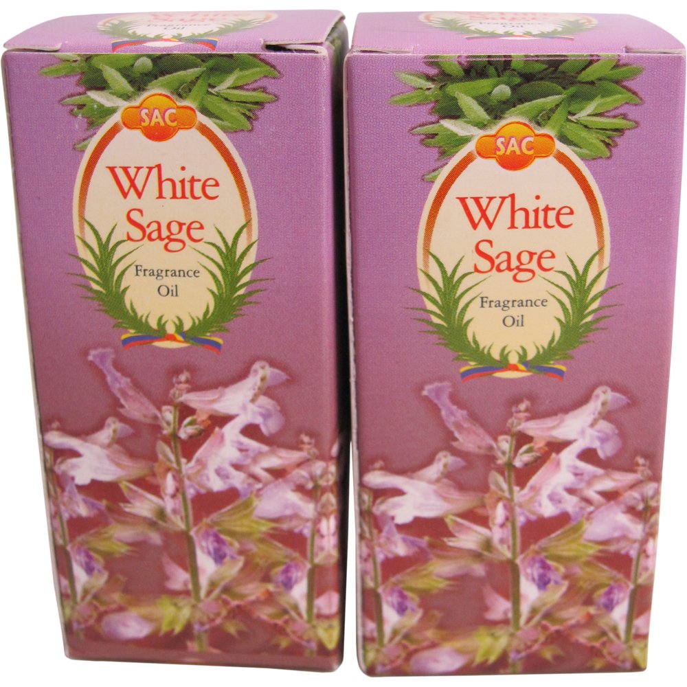 SAC White Sage Fragrance Oil - 10 ml (1/3 Fl. Oz), Set of 2 - Ambali Fashion Oils aroma, aromatherapy, bohemian, classic, eastern, ethnic, gypsy, hippie, incense, indian, meditation, nagchamp