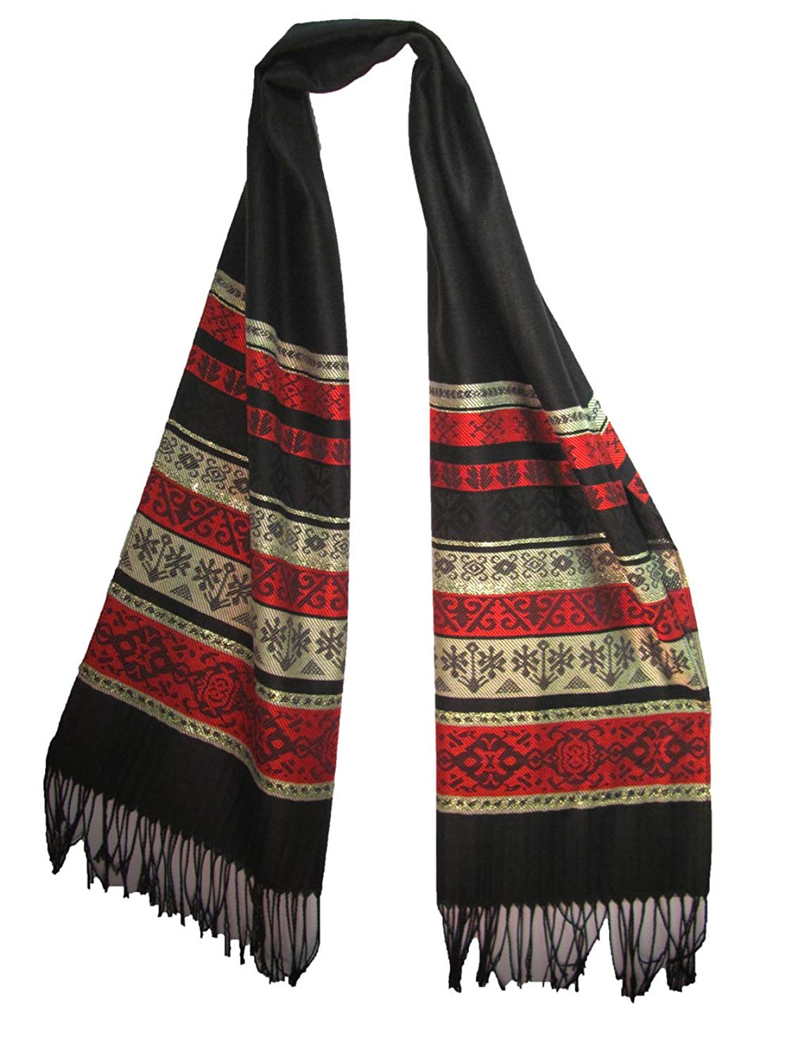 Soft Shimmering Indian Jamwar Silk Pashmina Scarf Wrap Shawl - Ambali Fashion Silk Scarves 