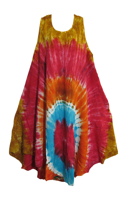 Women's Bohemian Tie-Dye Plus Sleeveless Sun Summer Beach Dress - Ambali Fashion Dresses 
