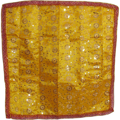 Indian Yoga Meditation Shimmer Sequin Silk Square Prayer Altar Cloth (25" x 25") - Ambali Fashion Tapestries altar cloth, beach, bohemian, boho, coverlet, curtain, decor, decoration, dorm, ea