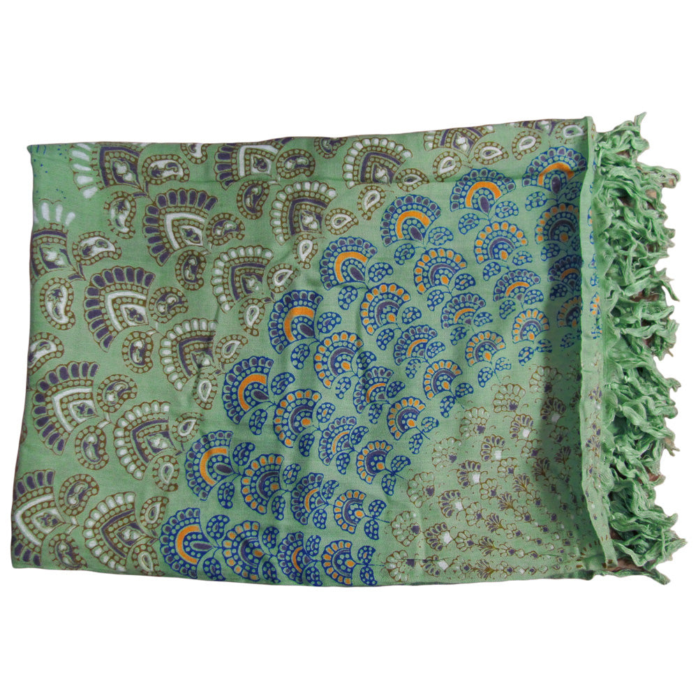 Bohemian Island Indian Ethnic Mandala Peacock Shawl Wrap Tapestry Beach Cover Up - Ambali Fashion Fabrics 