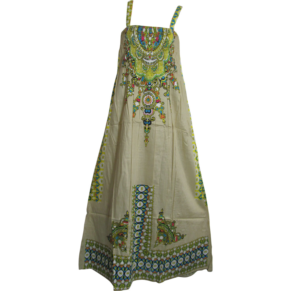 Missy Ethnic Print Smocked Waist Sleeveless A-Line Long Maxi Dress Maya - Ambali Fashion Dresses beach, bohemian, casual, eastern, ethnic, gypsy, hippie, maternity, traditional, trendy, vinta
