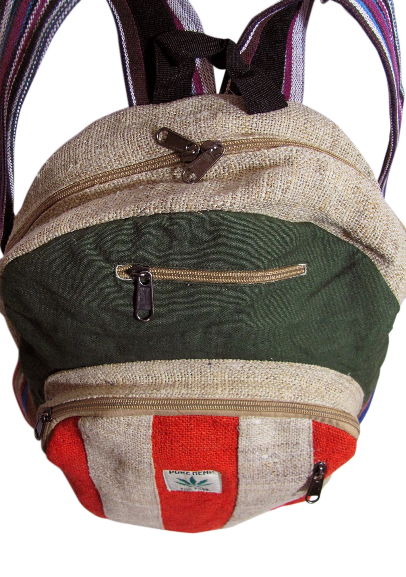 Heavy Duty Ethnic Handmade Large Multipocket Himalayan Hemp Backpack #9 - Ambali Fashion Backpacks accessory, bohemian, bookbag, canvas, casual, classic, ethnic, natural, new age, retro, satc