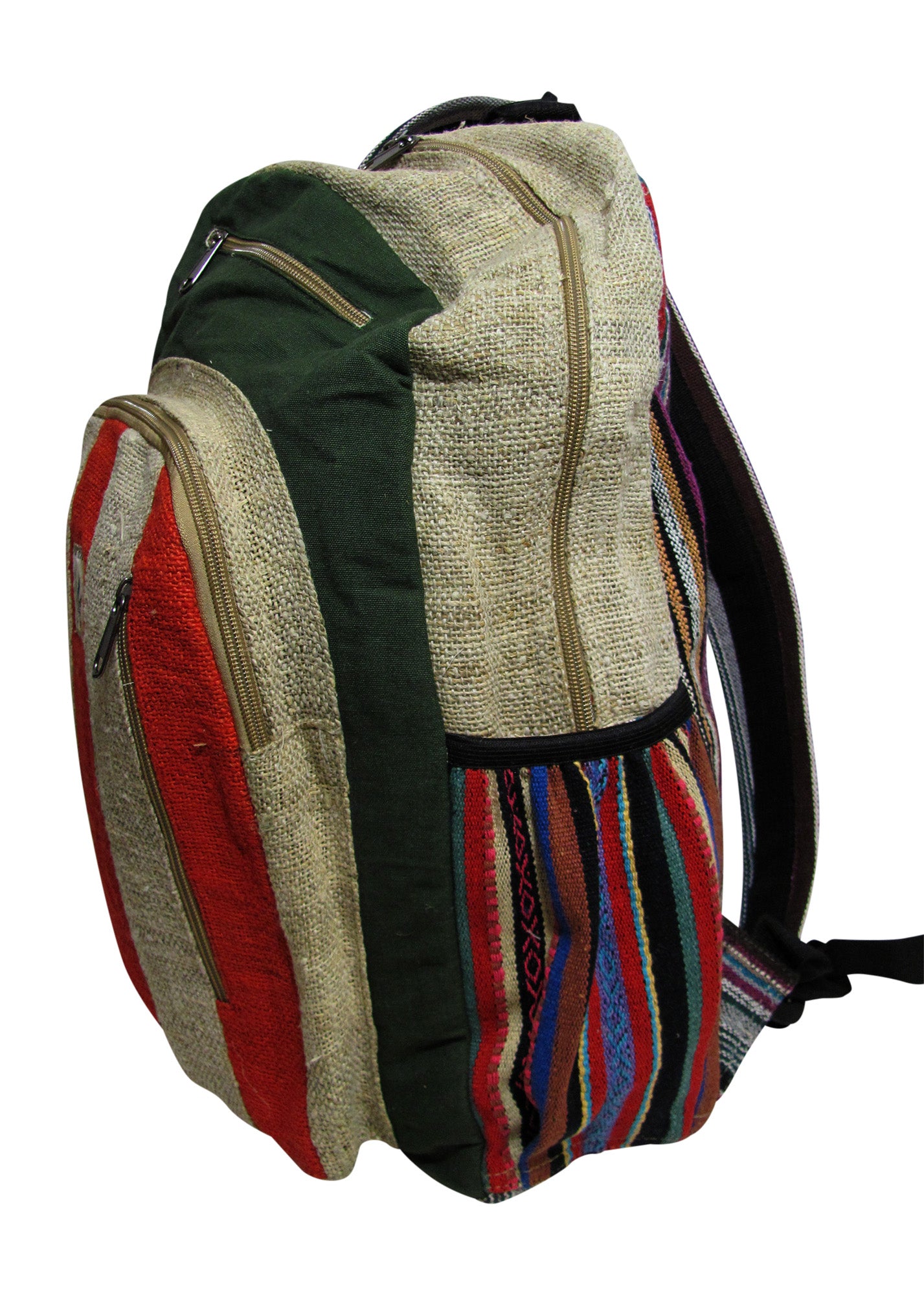 Heavy Duty Ethnic Handmade Large Multipocket Himalayan Hemp Backpack #9 - Ambali Fashion Backpacks accessory, bohemian, bookbag, canvas, casual, classic, ethnic, natural, new age, retro, satc