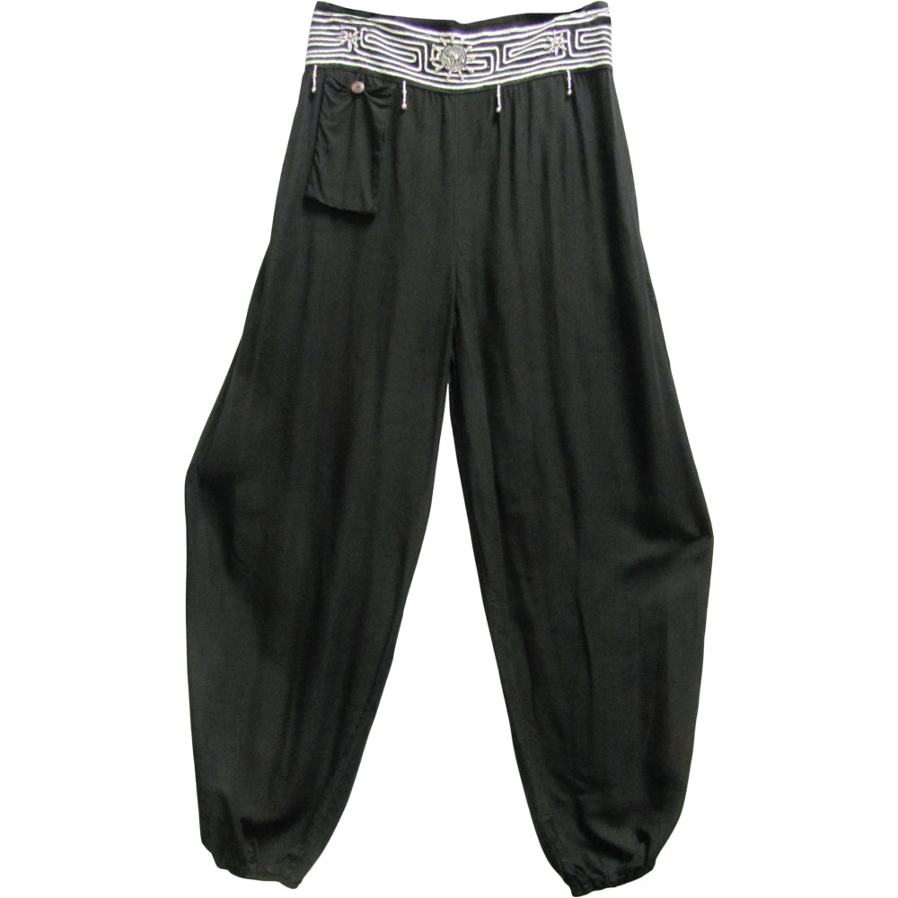 Bohemian Hippie Gypsy Embroidered Cotton Beaded Waist Yoga Harem Pants - Ambali Fashion Women's Pants aladdin, beachwear, boho, casual, classic, ethnic, fashion, festival, gypsy, indian, loos