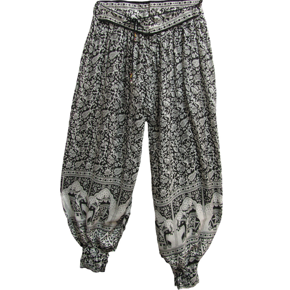 Indian Ethnic Bagroo Paisley Elephant Print Yoga Bohemian Harem Pants - Ambali Fashion Women's Pants 