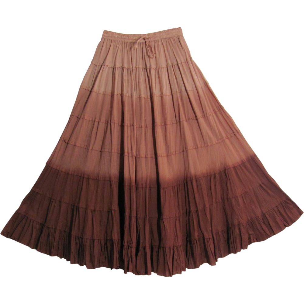 Missy Plus Bohemian Crinkled Cotton Broomstick Long Tiered Skirt Ombre - Ambali Fashion Skirts 