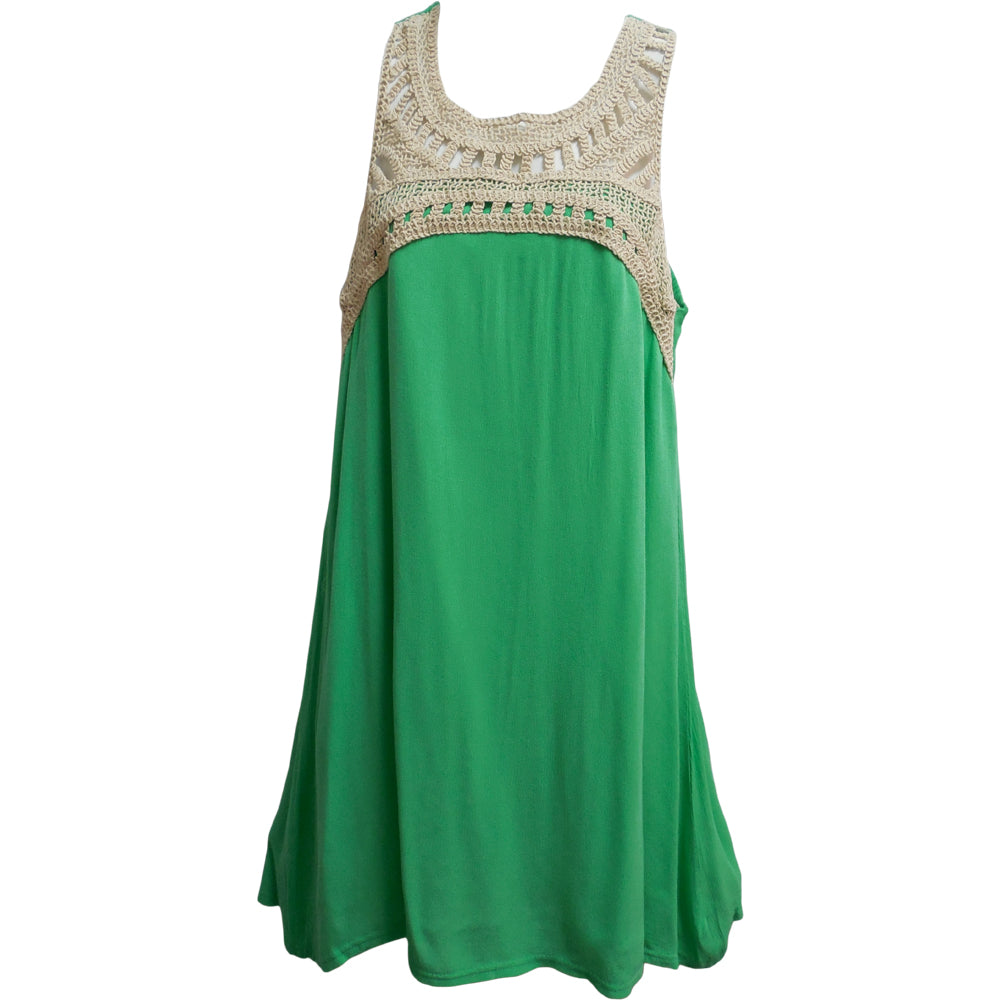 Missy Sleeveless Crochet Detailed Mid-Length Shift Style Dress - Ambali Fashion Dresses 