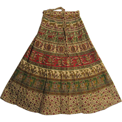 Bohemian Indian Ethnic Block Print Wrap Around Cotton Long Maxi Skirt Bagroo - Ambali Fashion Skirts bohemian, boho, dress, fair trade, fashion, traditional, trendy, vintage, wrap
