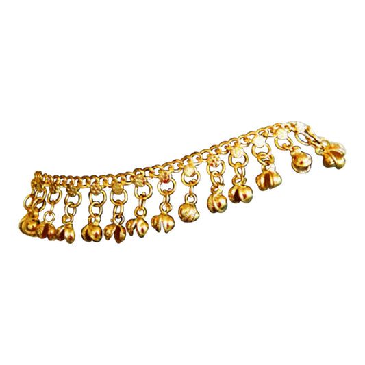 Uma Indian Traditional Belly Dance Ghungroo Brass Anklet with Jingling Bells Gold-Tone - Ambali Fashion Anklet 