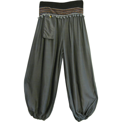 Unisex Bohemian Hippie Gypsy Yoga Harem Pants Pom-Pom - Ambali Fashion Women's Pants 