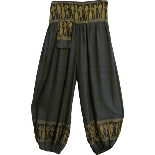 Unisex Aladdin Ethnic Egyptian Hieroglyphics Print Hippie Harem Pants - Ambali Fashion Unisex Pants 