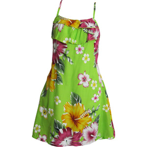 Bohemian Petite Ruffled Spaghetti Strap A-Line Mini Floral Sun Dress TH HANA - Ambali Fashion Dresses 
