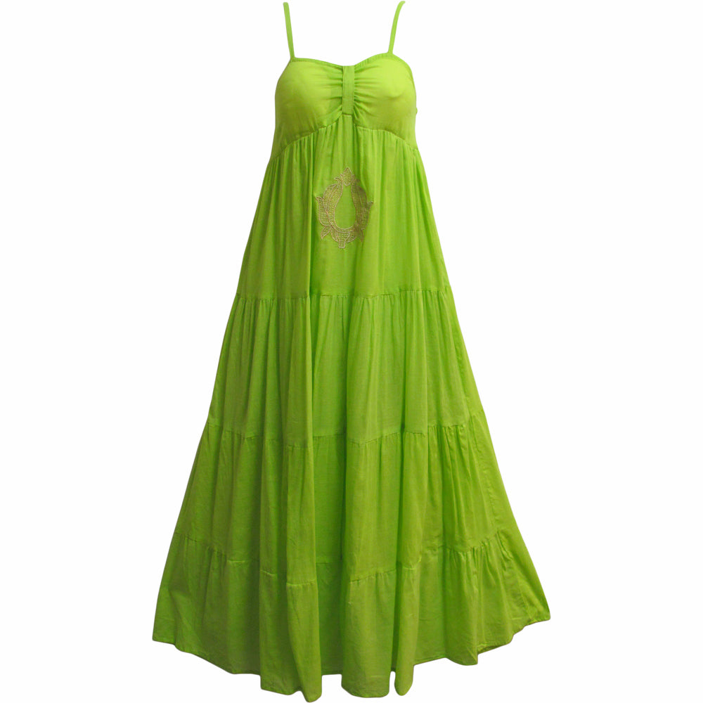 Women's Indian Cotton Tiered Long Maxi Dress with Embroidery | Boho Chic Dresses Canada Ambali Fashion Women's Indian Cotton Tiered Long Maxi Dress with Embroidery | Boho Chic Dresses Canada Ambali Fashion
