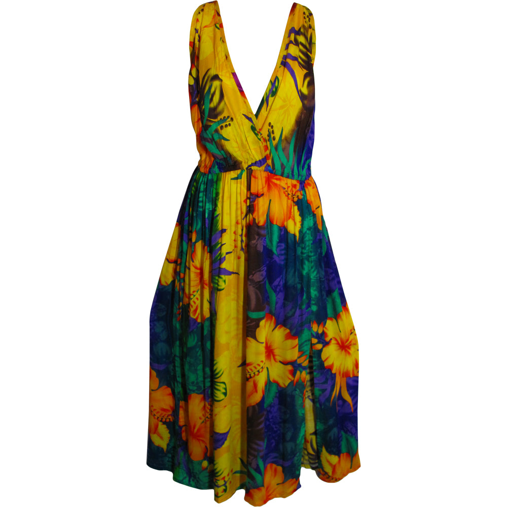 Missy Bohemian Bright Sleeveless Tank Long Floral Sundress Muna - Ambali Fashion Dresses 