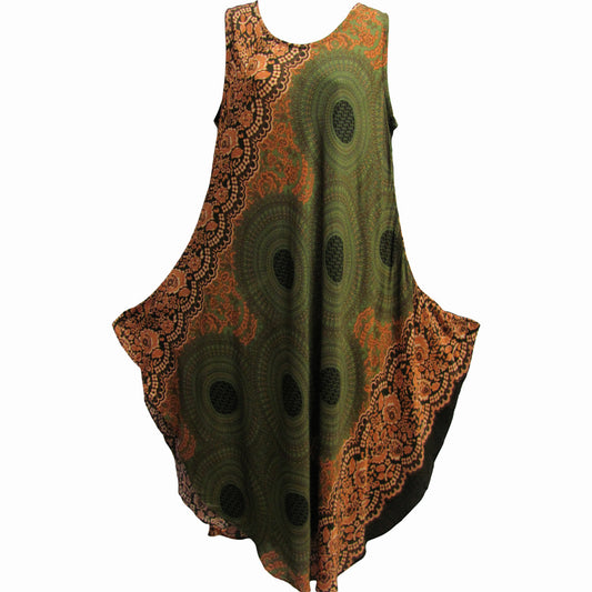 Missy & Plus Sleeveless Mandala Print Long Cotton Sundress THNONA3 - Ambali Fashion Dresses 