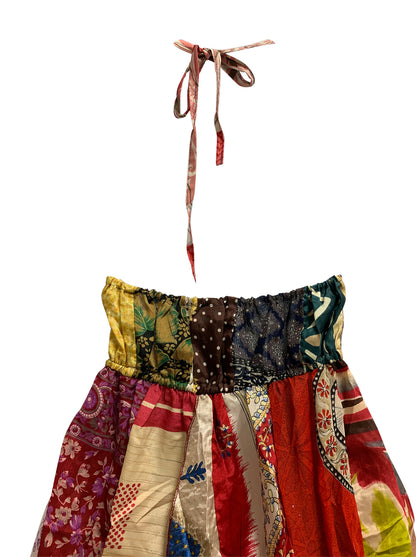 Boho Handmade Patchwork Fair Trade Halter Neck Indian Silk Sari Blouse Top - Ambali Fashion Blouses 