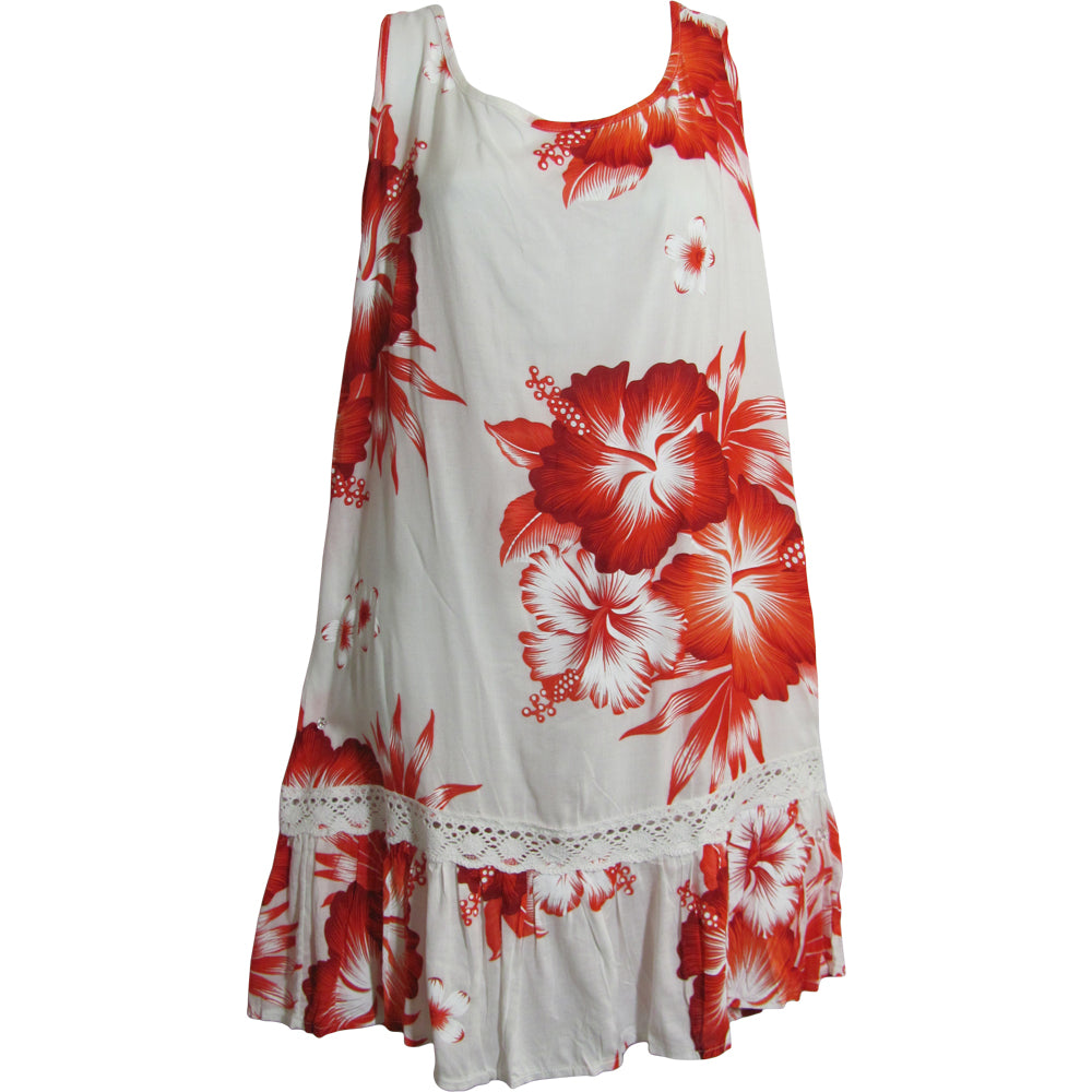 Bohemian White Bright Ruffled A-Line Sleeveless Mini Floral Sun Dress TH HULA C - Ambali Fashion Dresses 