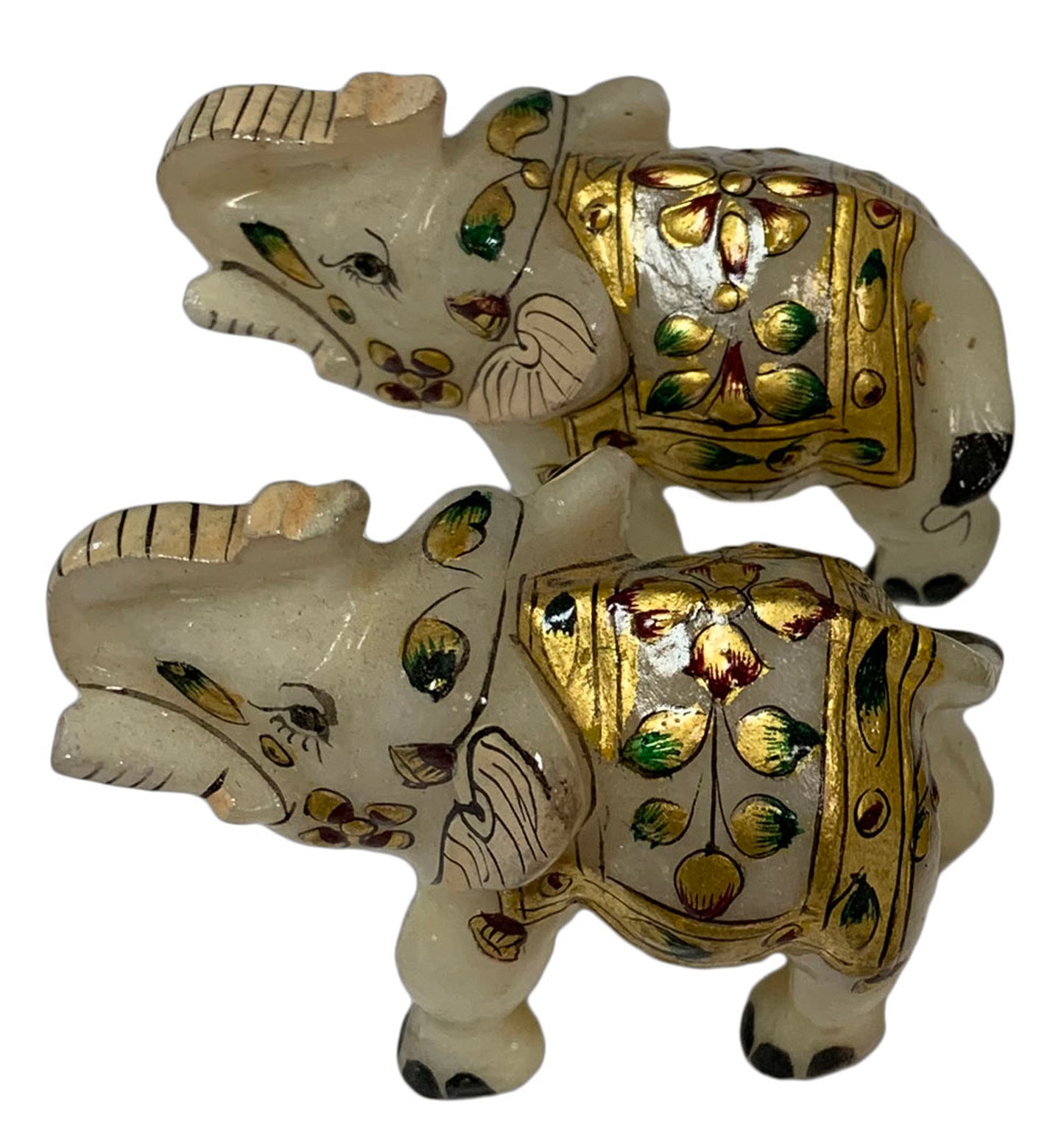 Vintage Hand-Crafted Marble Indian Collectible White Elephant Figurine - Ambali Fashion Home Accents 