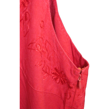Women's Plus Fuchsia Embroidered Stonewashed Sleeveless Long Dress - Ambali Fashion Dresses beach, bohemian, casual, fair trade, gypsy, maternity, summer, trendy