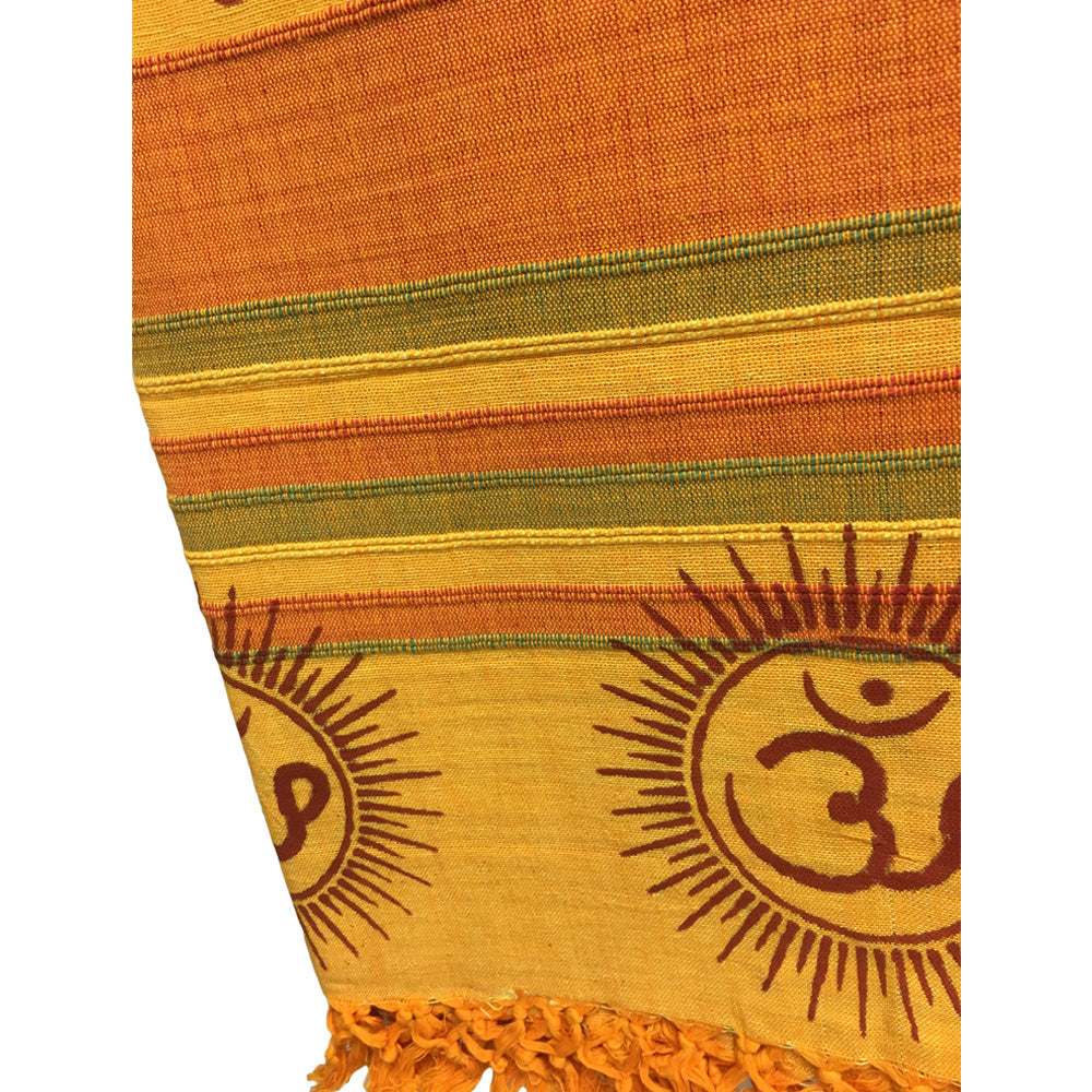 Saffron Yellow Om Namah Shivay Full Size Bedspread Tapestry Throw - Ambali Fashion Tapestries beach, boho, coverlet, curtain, decoration, dorm, ethnic, gypsy, hippie, indian, new age, sheet, 