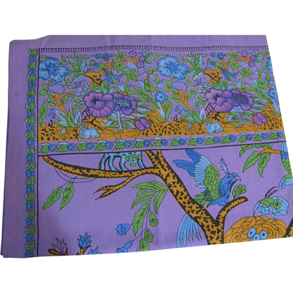 Purple Tree of Life Print Indian Bohemian Cotton Tab Top Curtain Panel - Ambali Fashion Tapestries 