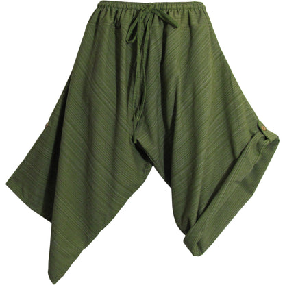 Unisex Ethnic Hippie Cotton Pinstripe Goucho Baggy Samurai Harem Capri Pants Saadhu - Ambali Fashion Men's Pants 