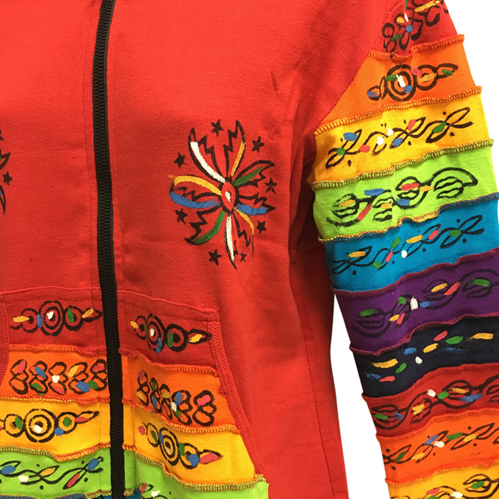 Ethnic Embroidered Stonewashed Designer Cotton Jacket Hoodie Outerwear - Ambali Fashion Jackets autumn, bohemian, casual, classic, coat, gypsy, hippie, spring, sweater, sweatshirt, travel, un