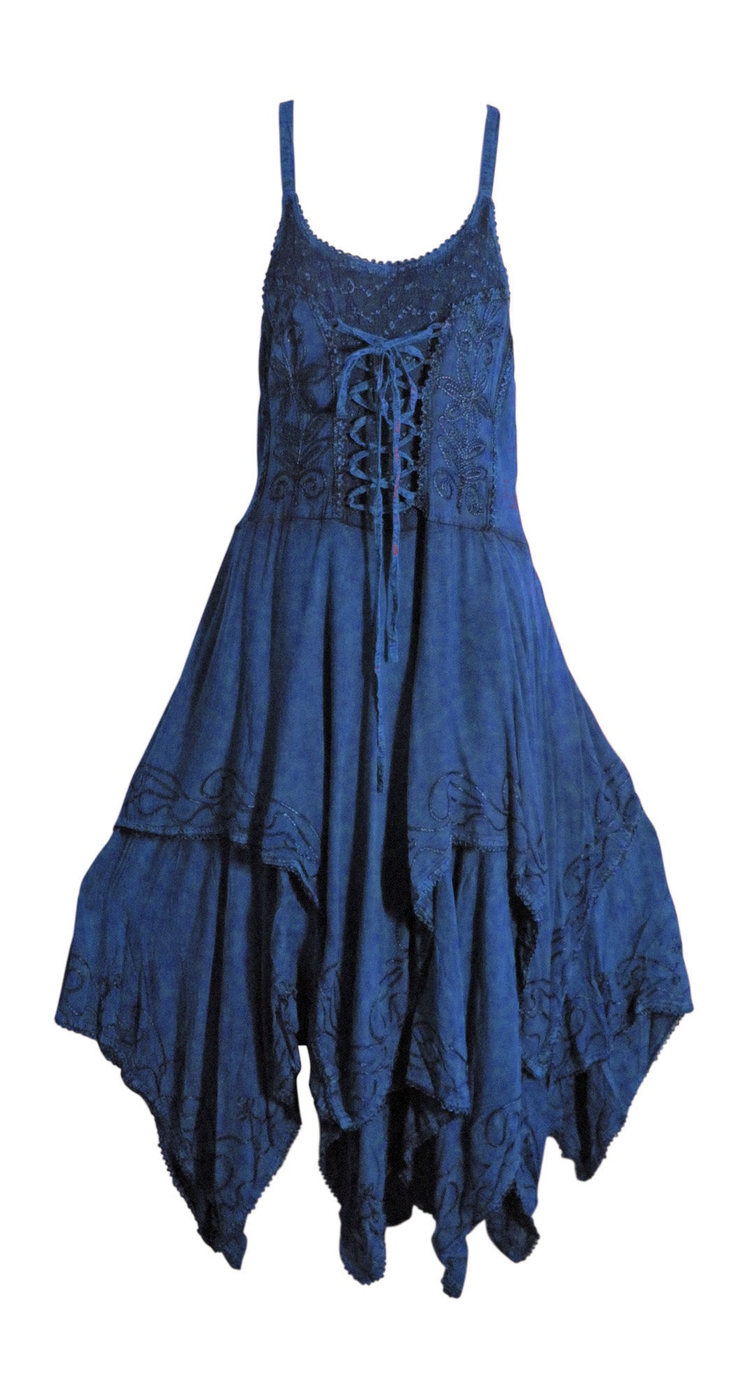 Missy Bohemian Renaissance Spaghetti Strap Layered Embroidered Long Dress - Ambali Fashion Dresses 