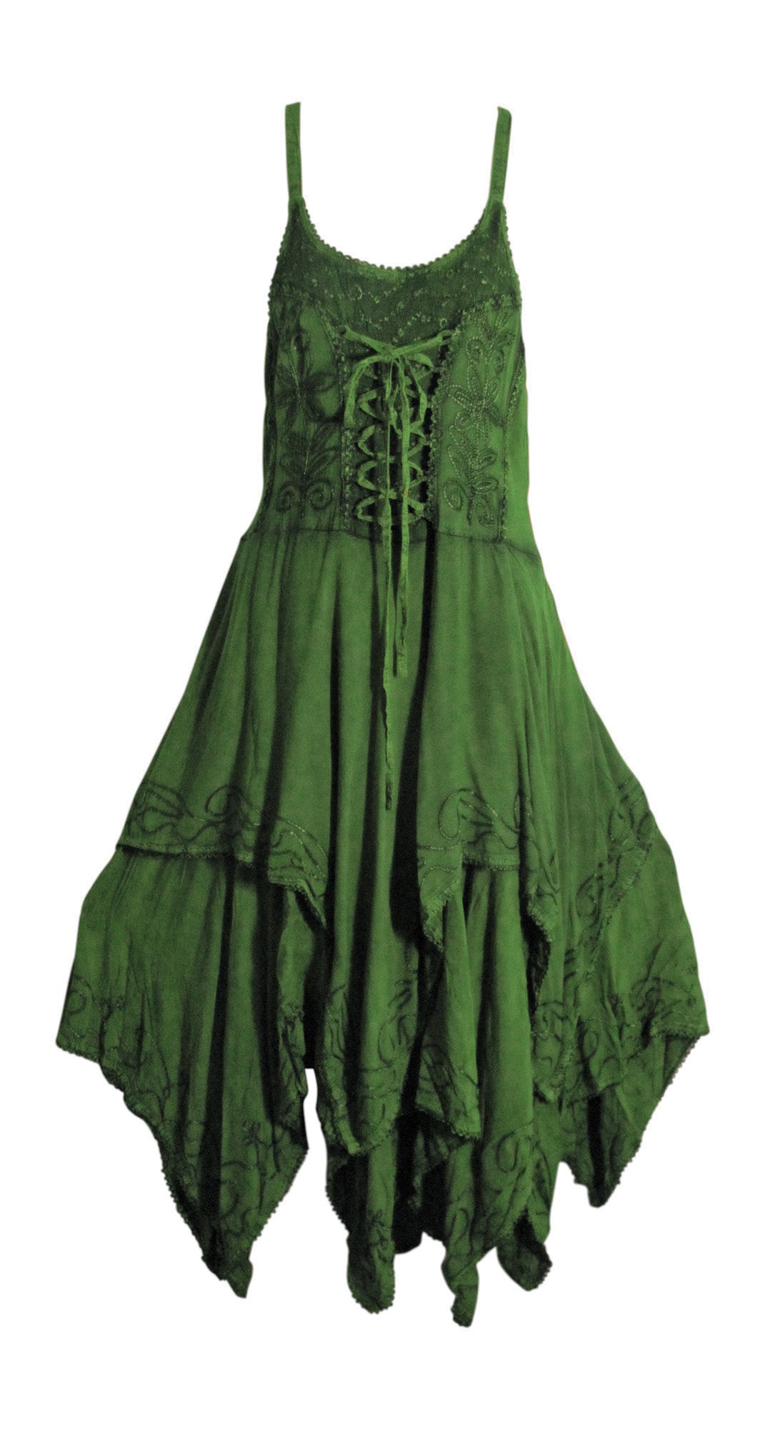 Missy Bohemian Renaissance Spaghetti Strap Layered Embroidered Long Dress - Ambali Fashion Dresses 