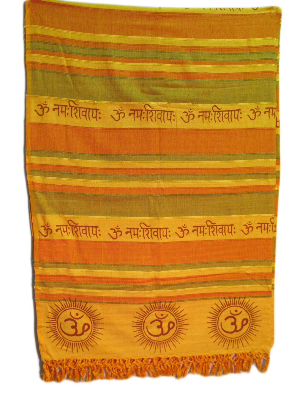 Saffron Yellow Om Namah Shivay Full Size Bedspread Tapestry Throw - Ambali Fashion Tapestries beach, boho, coverlet, curtain, decoration, dorm, ethnic, gypsy, hippie, indian, new age, sheet, 