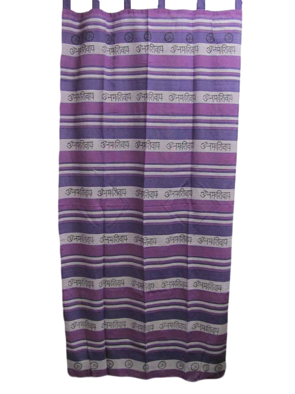 Purple Indian Cotton Om Namah Shivay Yoga Tab Top Curtain Panel - Ambali Fashion Tapestries 